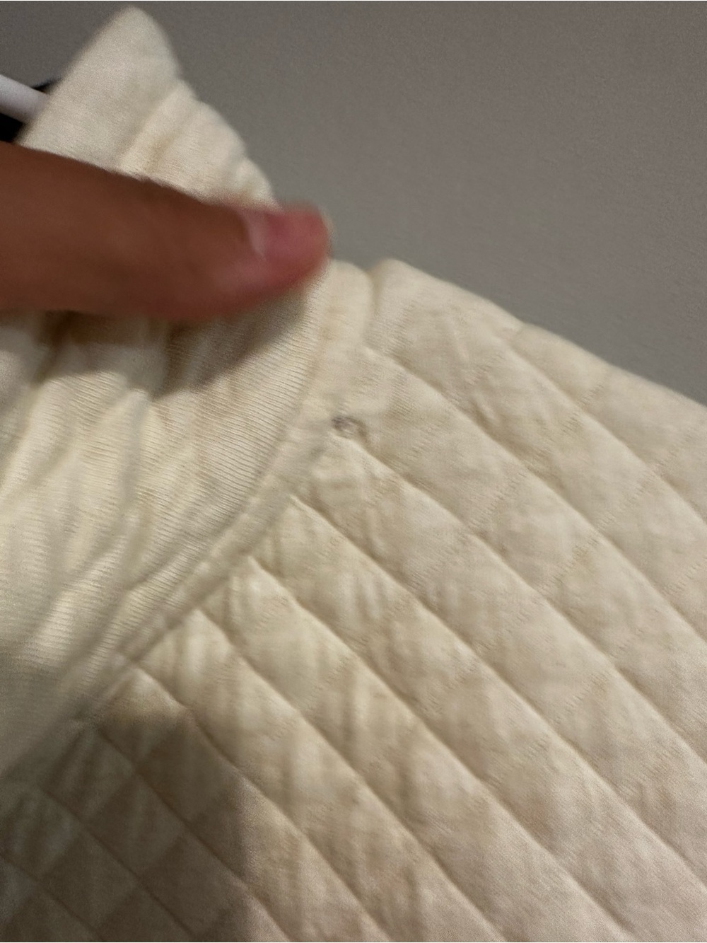 Patagonia Organic Cotton Quilted Snap-T Pullover in Cream with Navy Trim - Picture 8 of 8